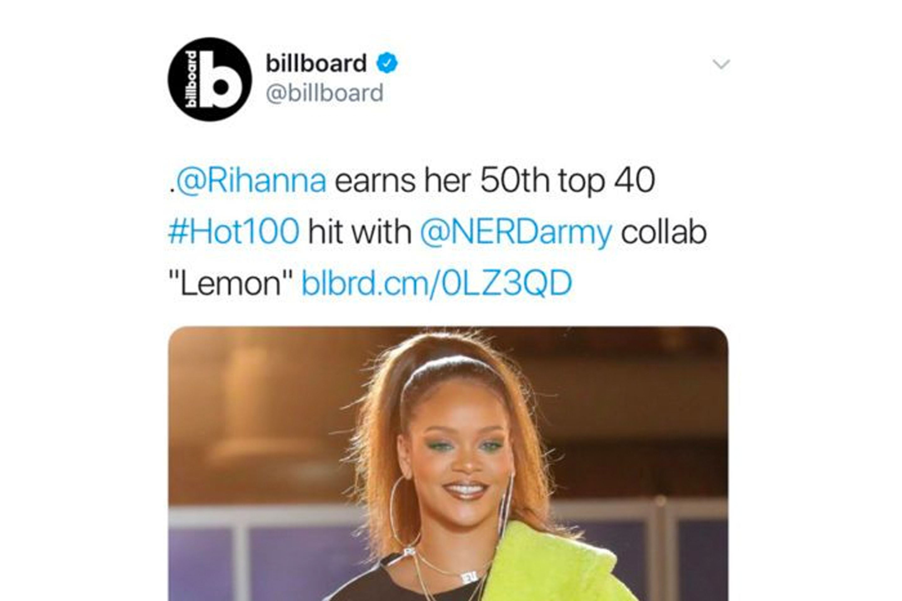 Rihanna on the billboard twitter