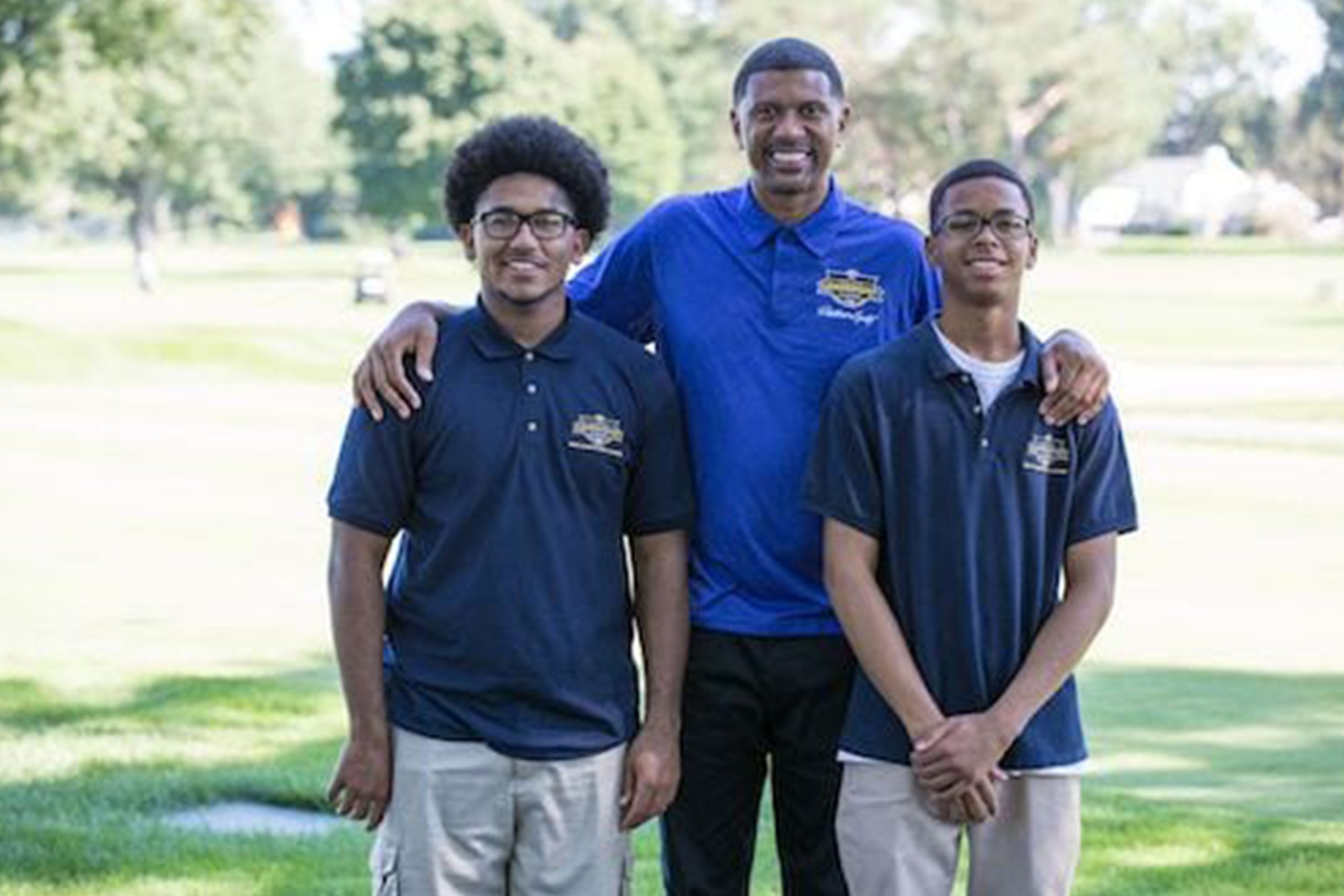 JALEN ROSE and two students