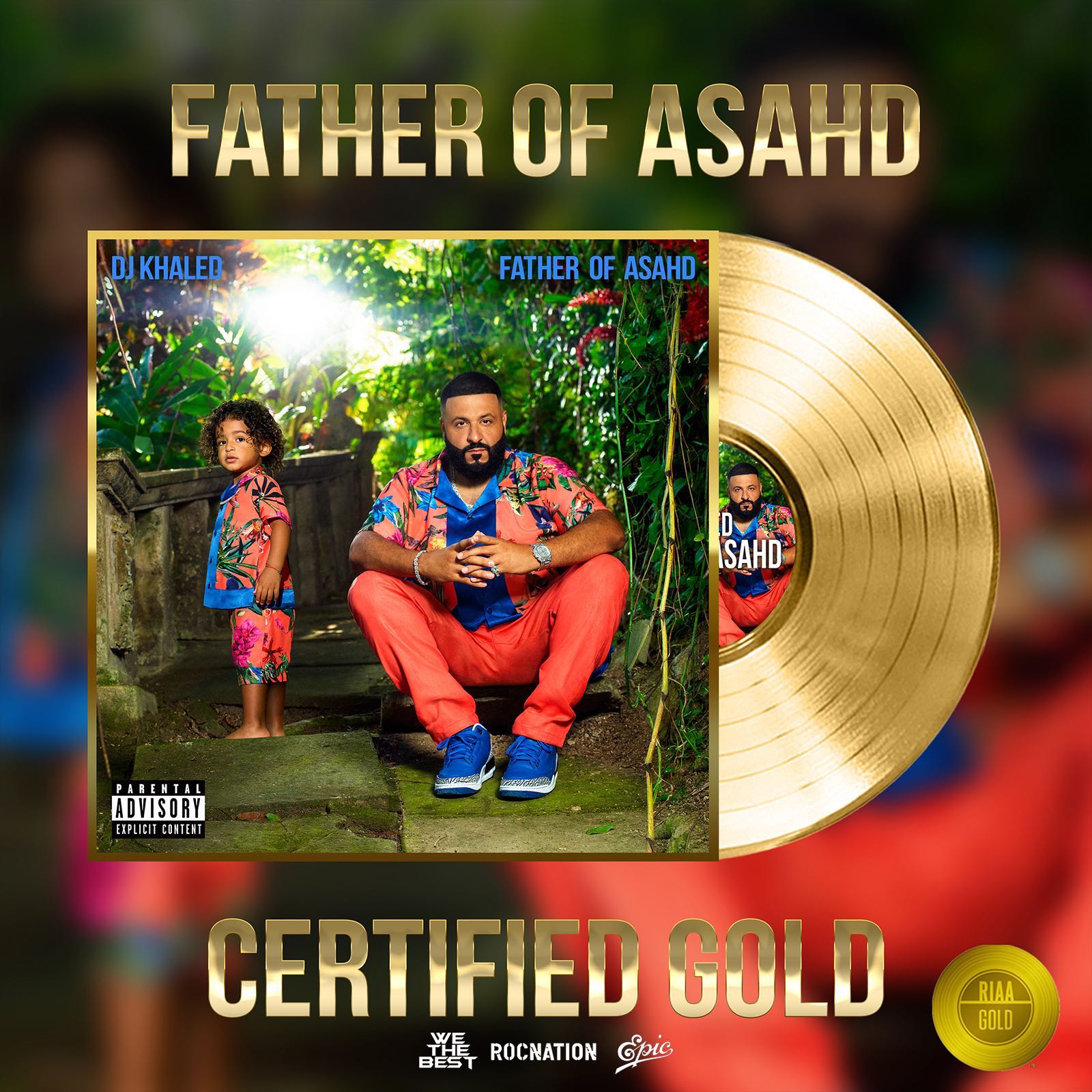 DJ KHALED album cover with a gold disk
