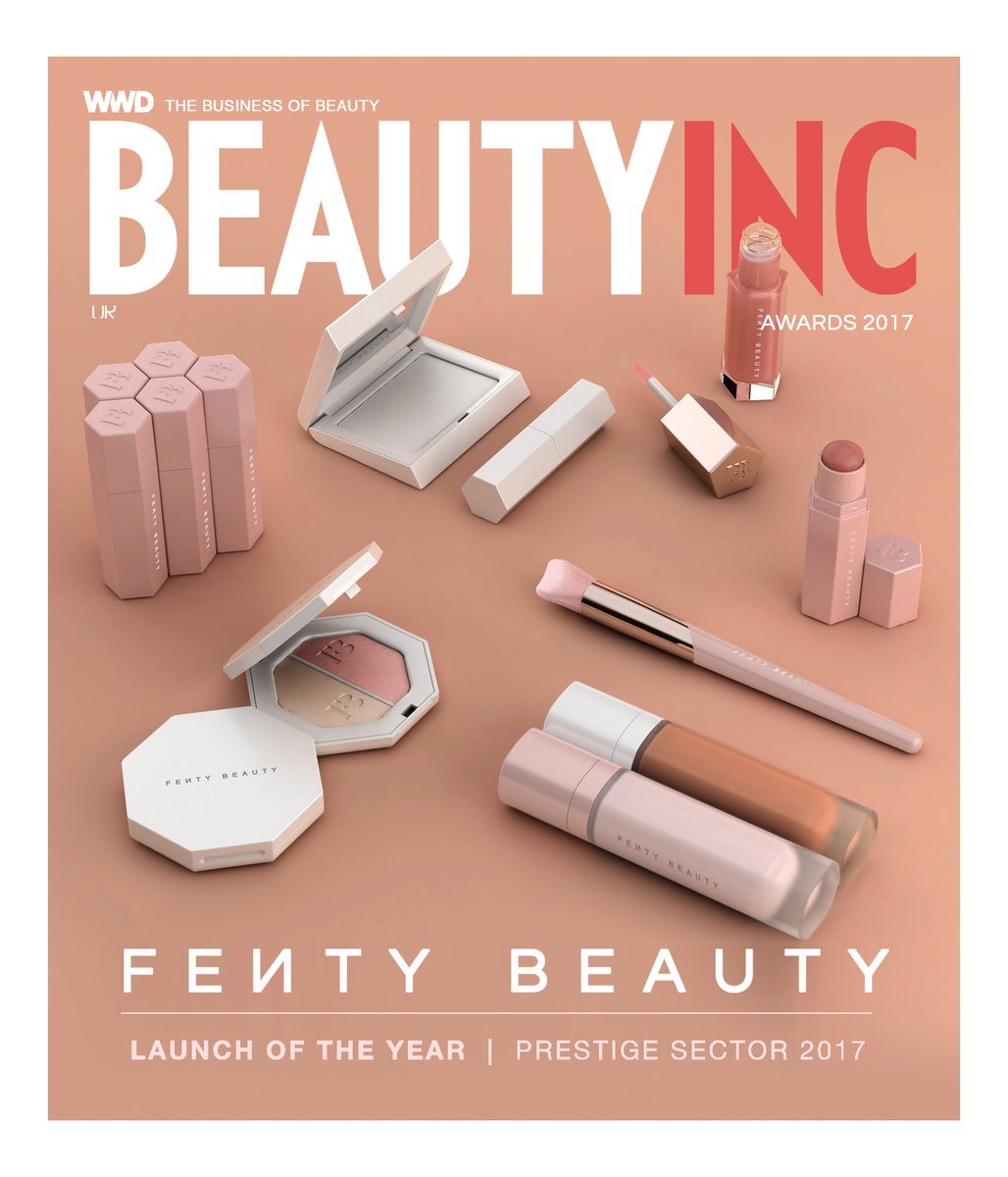 Beauty Inc cover showing Fenty Beauty cosmetic products